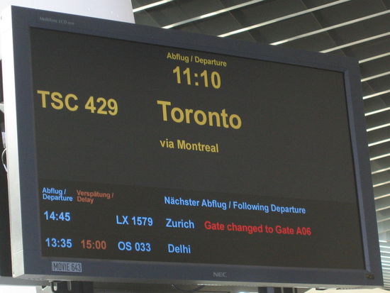 Die Anzeige am Flughafen Wien Schwechat