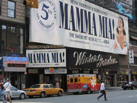 Fuenf Jahre Mama Mia das Musical von Abba, hier im Winter Garden ununterbrochen gespielt