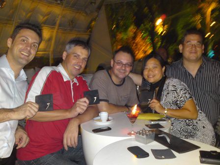 Pat, Ferdi, me, Magda, Gerhard in der 7/8/9 Bar