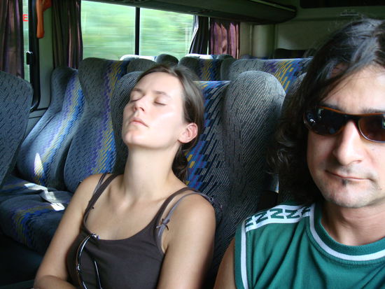 Im Bus nach der anstrengenden Besichtigung Chichén Itza's 