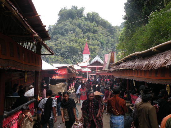 Diese "Temporaerhaeuser" wurden alle extra fuer die Beerdigung gebaut und werden danach wieder abgerissen