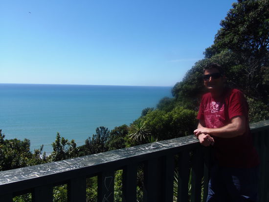 Aussicht von einem Viewpoint auf das Meer vor Ohope Beach