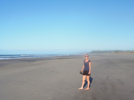 Strandspatziergang nach dem Zeltaufstellen
