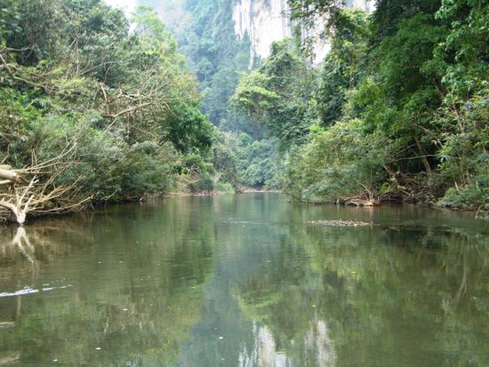 In Ruhe ueber den Fluss paddeln (lassen)