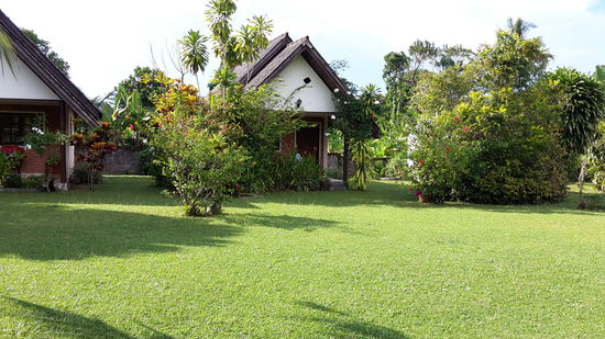 Mein Bungalow mit Terasse, Kühlschrank, warmem Wasser und WLAN.