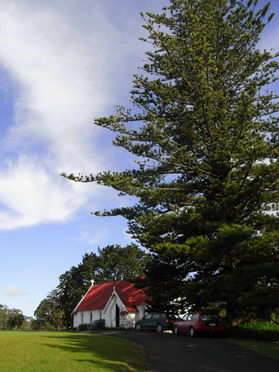 Die Kirche von Kerikeri am Weihnachtsabend