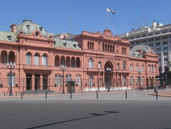 Casa Rosada, beruehmt durch die Auftritte von Evita Peron