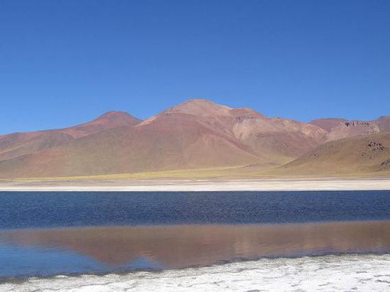 Die Laguna Miscanti mit den wunderschoenen Farben