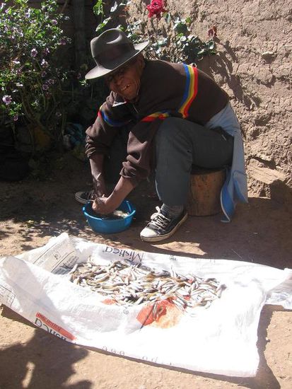 Der Hausherr beim Waschen seines Fanges