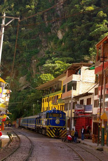 Bei der Abfahrt in Aguas Calientes