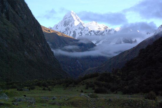 Beim Fruehstueck konnten wir immer noch den Taulliraju sehen