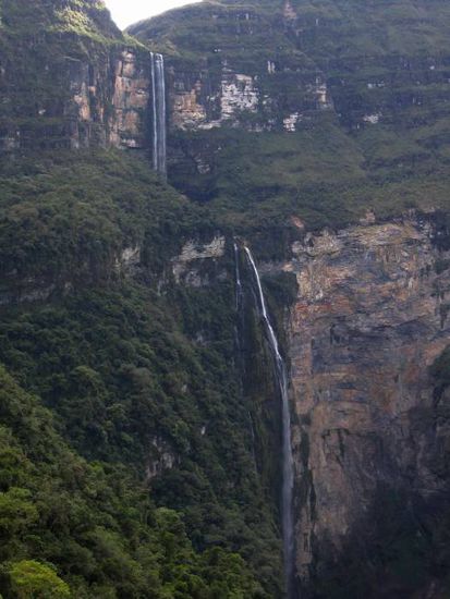 Die Wasserfälle von Gocta, die dritthöchsten der Welt mit 771 Metern.