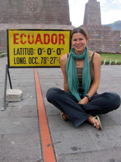 Julia hat leicht lachen, so knapp dran an der Mitte der Welt...