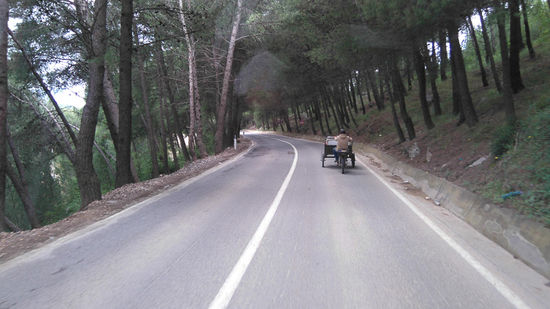 Hinter einem Mopedlaster hinterher zuckeln