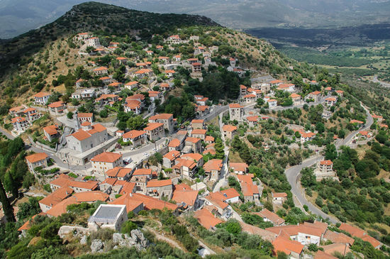 Karytaina, von der Festung aus gesehen.