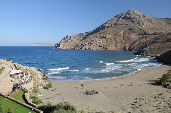 Der Strand bei Marmari, sehr windig und mit vielen Wellen.