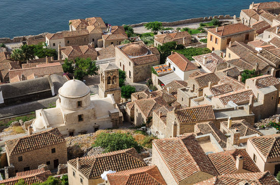 Das Zentrum von Monemvasia von oben