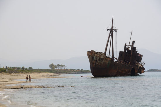 Das gestrandete Schiffswrack bei Gythio