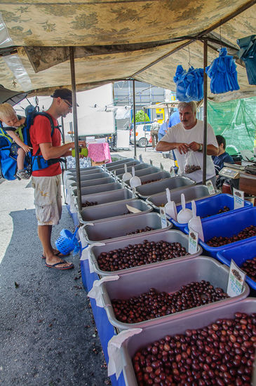 Wir können der Versuchung nicht wiederstehen und kaufen nochmal Oliven bevor wir nach Albanien aufbrechen.