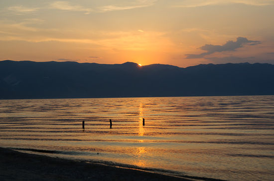 Sonnenuntergang über dem Ohridsee.