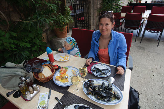 In Ston. Muscheln frisch vom Meer, was will man mehr.