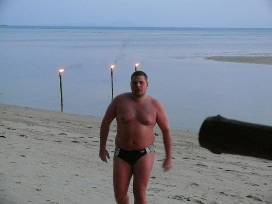 Nach dem abendlichn Bad waerend des Sonnenuntergangs