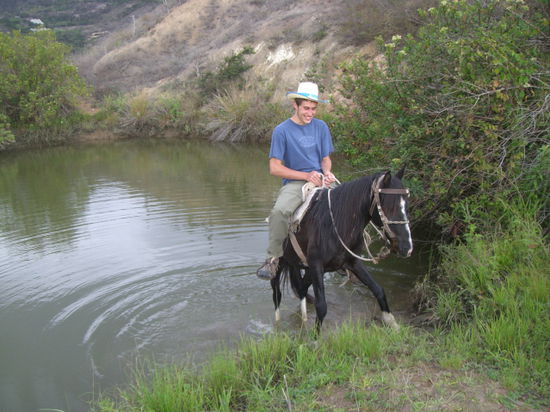 ich beim Reiten (und nein, es ist kein Esel und auch kein Pony, sondern ein ausgewachsenes Pferd)