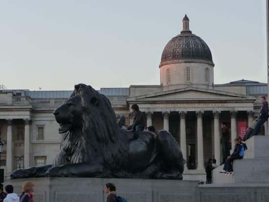 Londoner Löwe mit National Galerie im Hintergrund