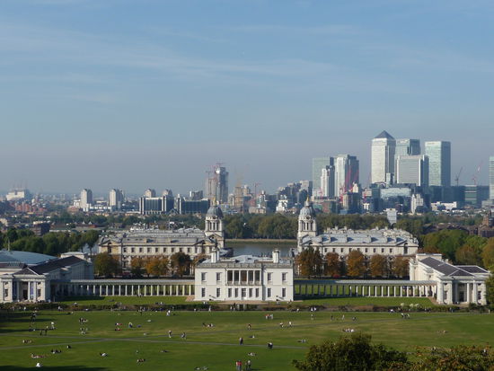 Im Vordergrund Greenwich Park mit seinen historischen Gebäuden