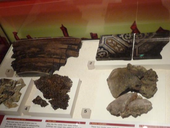 Verkohlte Reste des Londoner Stadtbrandes von 1666