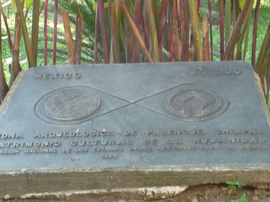 Tafel der Unesco zum Welterbe von Palenque