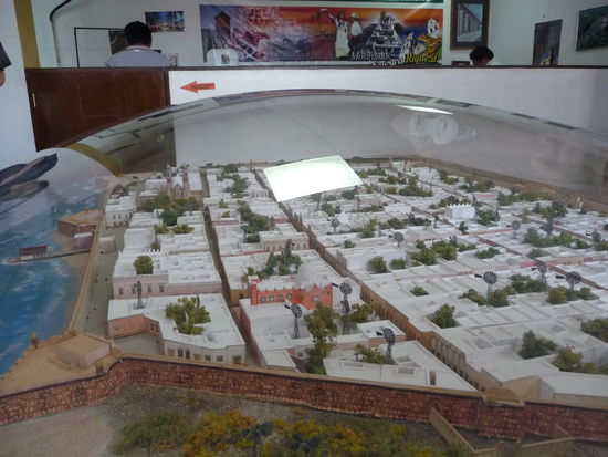 Ein Model von Campeche wo man sehr gut die Stadtmauer sehen kann