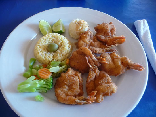 Und das ist mein Mittag für heute gebackende Garnellen