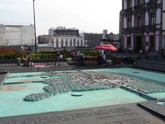 Modell der früheren Aztekenstadt den heutigen Mexico City damals noch vom Texcoco See umgeben