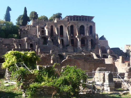 Im Hintergrund Gebäude des Palatin