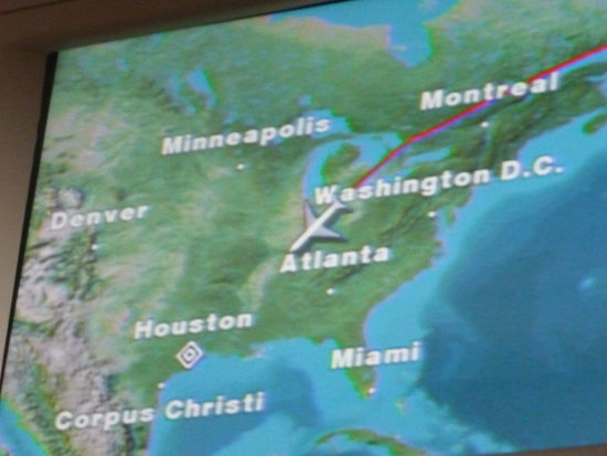 Wir haben Housten schon im Blick aber noch sind 2 Stunden zu fliegen.