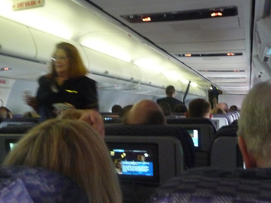 An Bord von Continental Airlines auf den Flug nach Mexiko