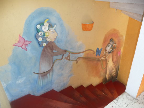 Hier geht es in die obere Etage zu meinem Zimmer