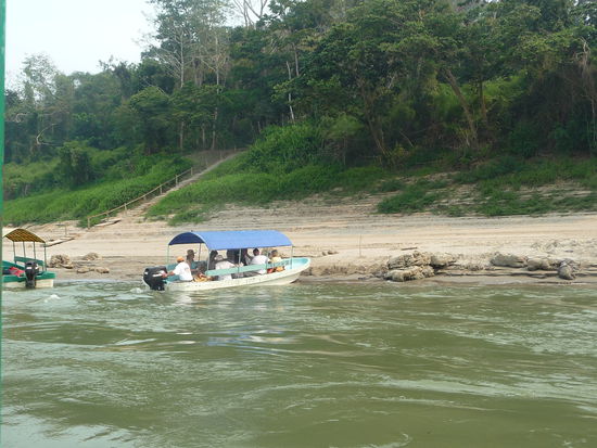 Nach einer Stunde haben wir das Ufer von Yaxchilan erreicht.