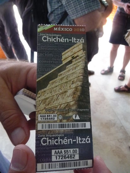 Ticket für Chichen Itza  51 Pesos = 3  Euro