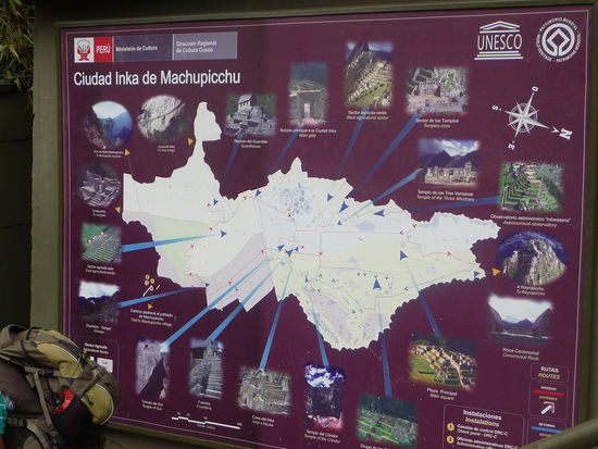 Plan von Machu Picchu am Eingang