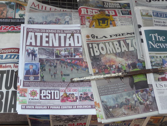 Tagelang auf Seite 1 der Zeitungen und an erster Stelle im TV die Berichte vom Bomben Attentat in Boston.