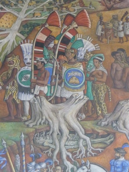 Das beeindruckende große Wandbild in der Biblioteca Publica von Juan O Gorman aus dem Jahr 1942 zeigt Ereignisse aus der Geschichte Michoacans bis zur Revolution 1910.