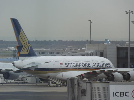 Ein A380 von Singapore Air in Frankfurt