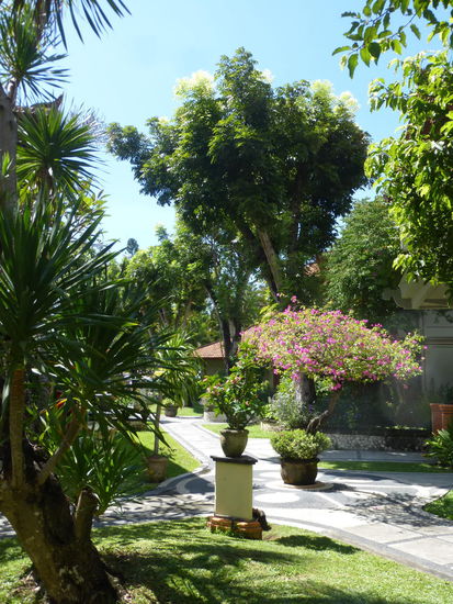 Auf geht es zu den Zimmern durch einen schöne Gartenanlage