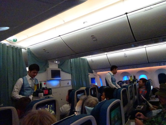 Im Dreamliner einer nagelneuen  Boeing 787  der Vietnam Airlines von Frankfurt nach Saigon