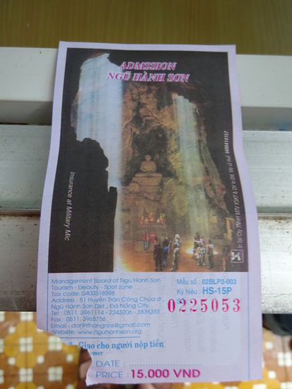 Ticket für die Marmorberge was aber schon im Preis für den Ausflug enthalten war