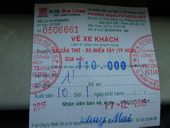 Mein Ticket für 110000 VND = 4,40 Euro