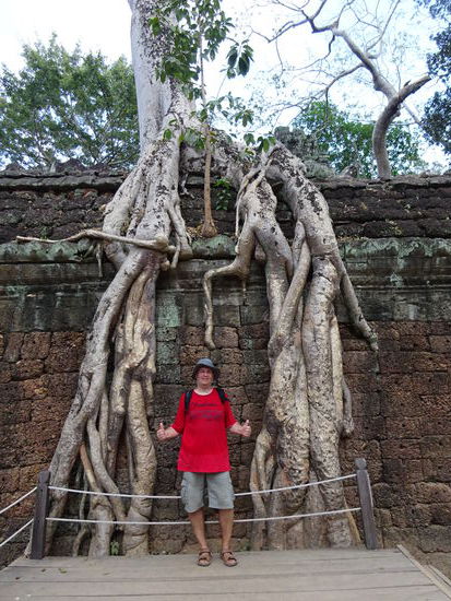 Ich in der  buddhistische Klosteranlage Ta Prohm in Angkor aus dem 12. Jh.