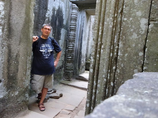 Ich im buddhistischen Tempel Preah Khan in Angkor aus dem 12. Jh.